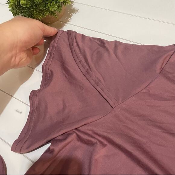 NWT Dusty‎ Purple Short Sleeve Faux Wrap Ruffle Midi Dress Women’s Size XXL - Picture 5 of 12